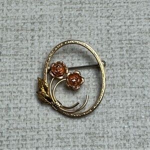 Vintage Krementz Yellow and Rose Gold Brooch